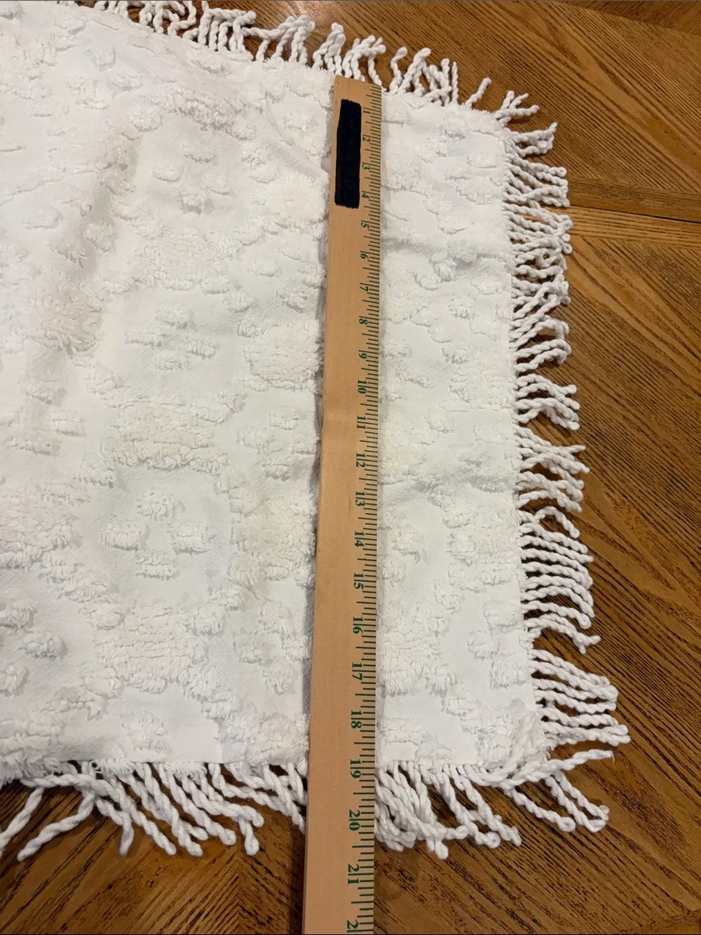 Vintage Two White Cotton Chenille Pillow Shams Standard Pair Fringe Boho Cottage